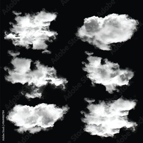 White cumulus cloud shape over solid background