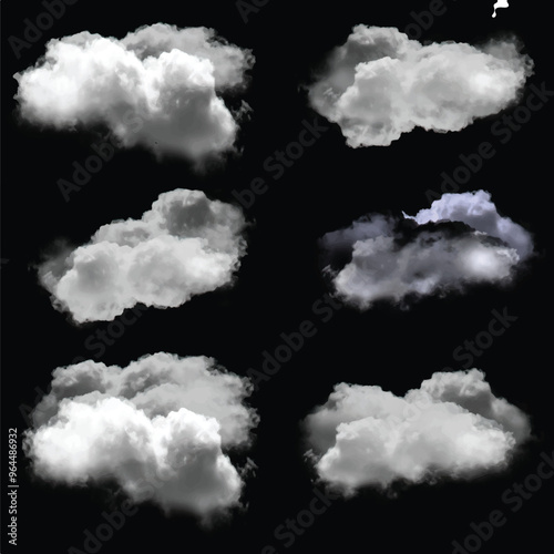 White cumulus cloud shape over solid background