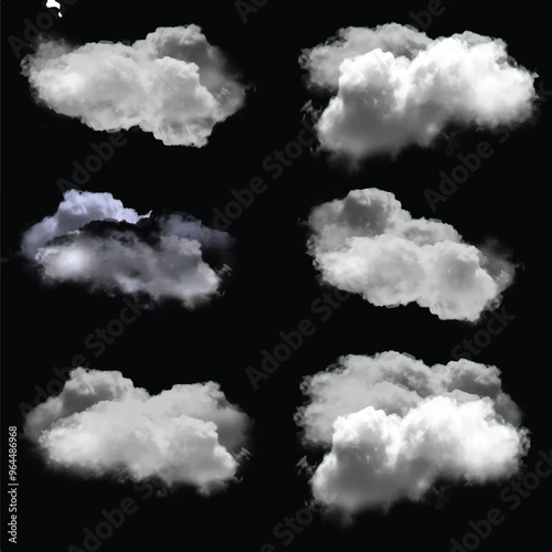 White cumulus cloud shape over solid background