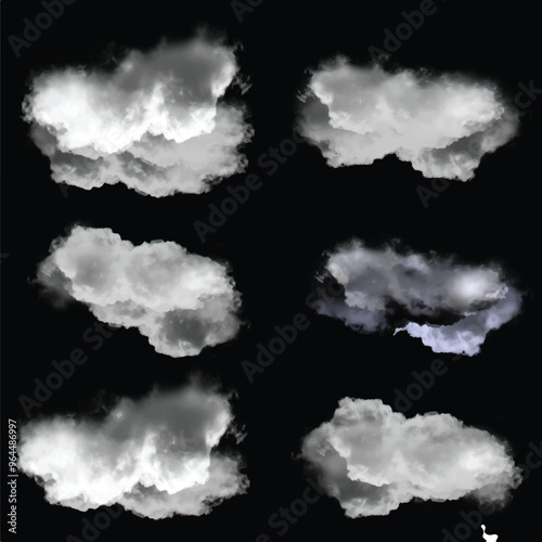 White cumulus cloud shape over solid background