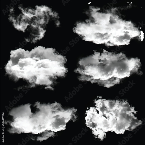 White cumulus cloud shape over solid background