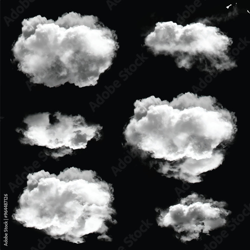 White cumulus cloud shape over solid background