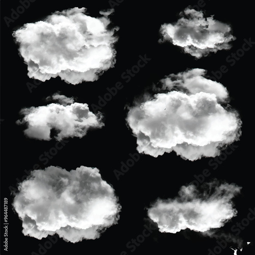 White cumulus cloud shape over solid background