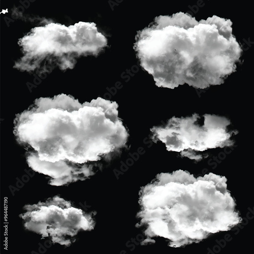 White cumulus cloud shape over solid background