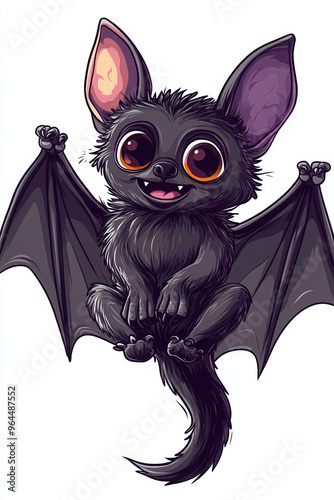 bat cute bat cartoon bat animal illustration fantasy creature fictional animal bat character adorable creature digital art kawaii bat small bat creative design character design whimsical animal black  photo