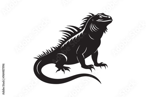 Iguana silhouette vector illustration, Iguana silhouette vector, Iguana silhouette PNG 