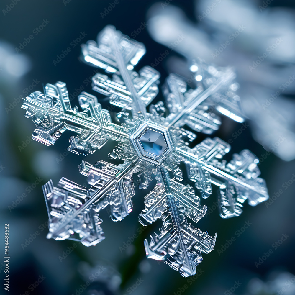 Beautiful and Delicate Christmas Snowflake on a Blue Background Beautiful and Delicate Christmas Snowflake on a Blue Background