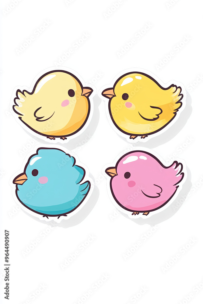 yellow bird blue bird pink bird cartoon bird cute bird small bird chick chick illustration colorful birds playful birds baby birds bird stickers kawaii birds cartoon animals