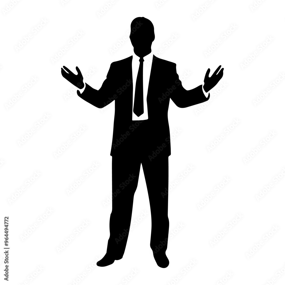 a business man standing with stylish presentation mode vector silhouette a business man standing with stylish presentation mode vector silhouette