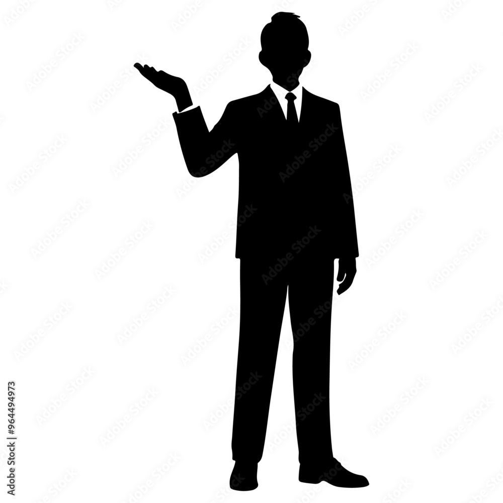 a business man standing with stylish presentation mode vector silhouette a business man standing with stylish presentation mode vector silhouette