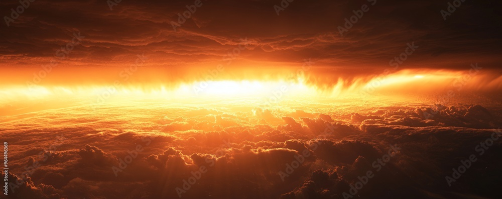 Fiery Sky Above the Clouds (164 characters)