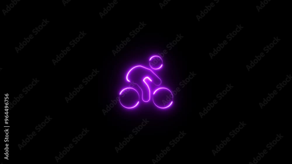 Neon glowing bicycle icon on black background, Neon glowing bicycle icon animation. Bicycle icon on black background. Neon glowing bicycle icon animation. Flat style. Neon glowing bicycle icon on black background, Neon glowing bicycle icon animation. Bicycle icon on black background. Neon glowing bicycle icon animation. Flat style.