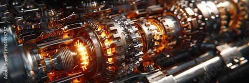 Close up of a complex engine with intricate gears and mechanisms.