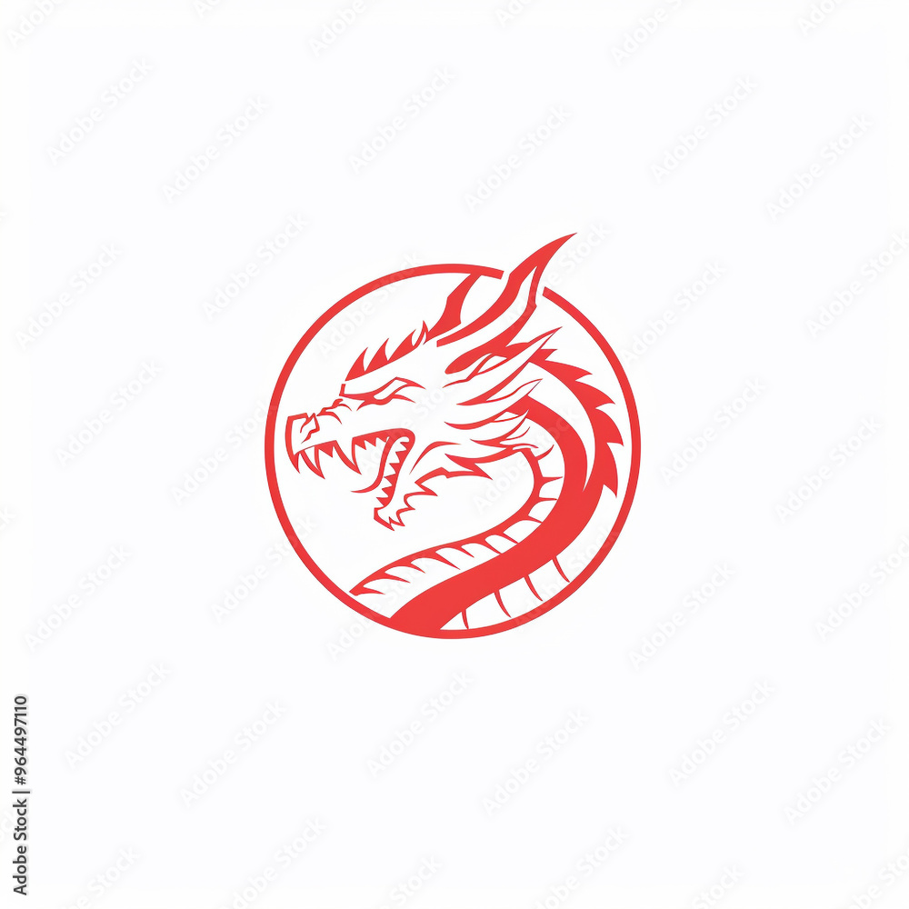Dragon head logo in circular shape on white backgroubd Dragon head logo in circular shape on white backgroubd