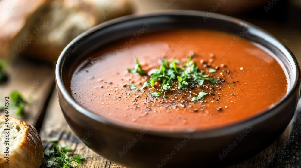 Tomato Soup Bowl With Garnish Tomato Soup Bowl With Garnish