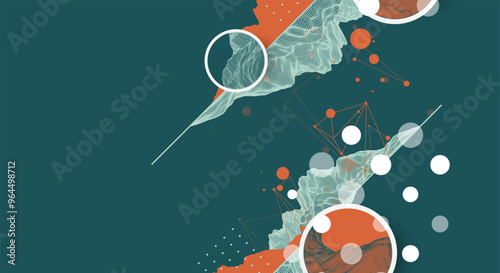 Trendy abstract wireframe mountain background. Modern science or technology art elements. Surface illustration. Vector hand drawn.