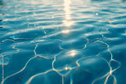 Ruhige und klare Wasseroberfläche unter blauem Himmel – Friedliche Meereslandschaft photo