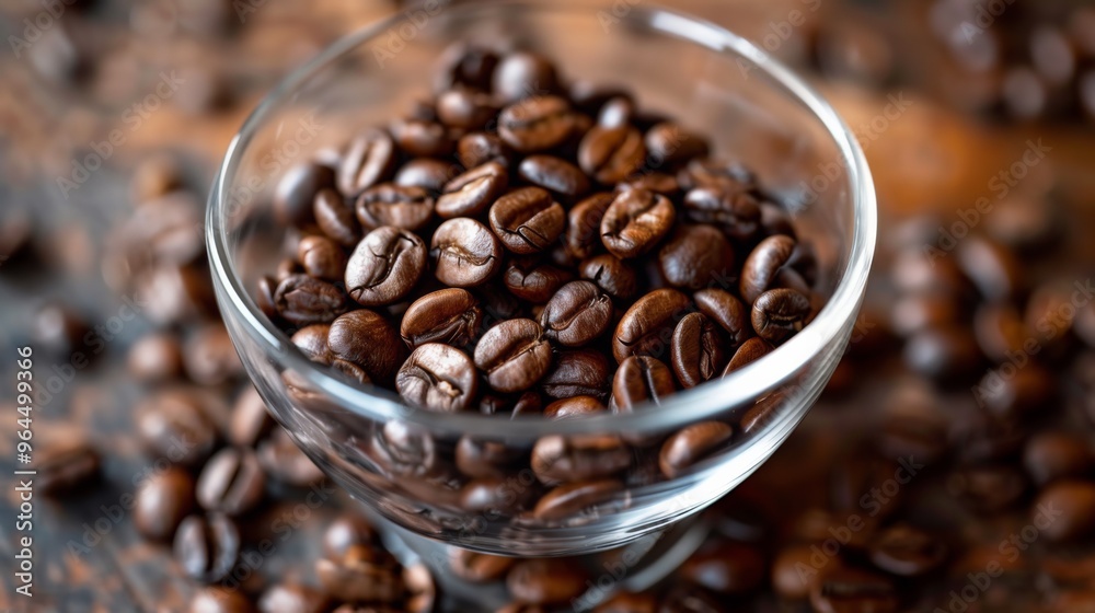 Fototapeta premium Glass bowl filled with roasted coffee beans