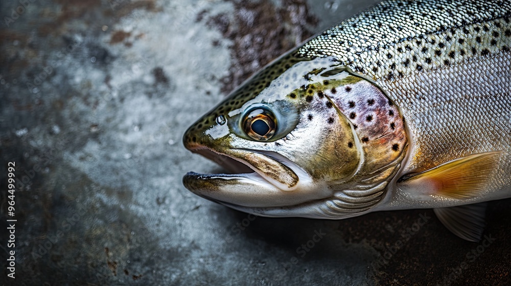 trout isolated on metal background trout isolated on metal background