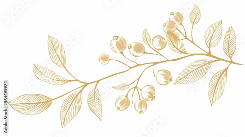Golden line art of flowers on white background,wedding invitation cards or greeting cards design.