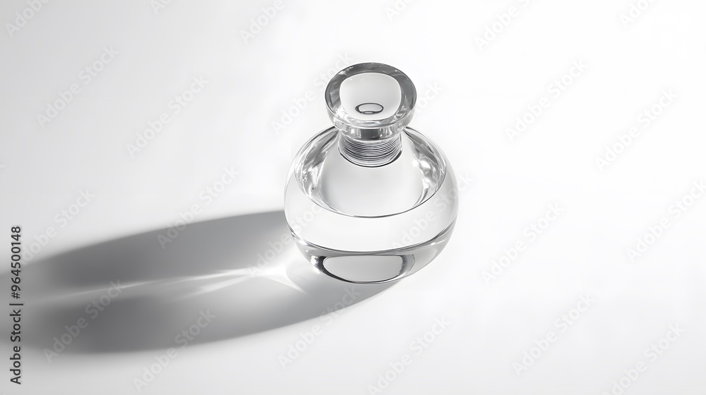 Elegant Glass Bottle: A minimalist glass perfume bottle with a sleek design, centered on a pure white background, casting a soft shadow.
Elegant Glass Bottle: A minimalist glass perfume bottle with a sleek design, centered on a pure white background, casting a soft shadow.