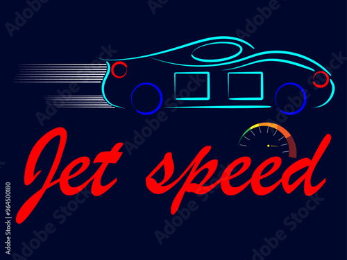 t shirt design, speedy car, jet speed text with speedo meter, racing car, poster and print, banner design, flyer, vector illustration,
