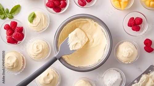 White Chocolate Ganache and Raspberries for Baking and Dessert