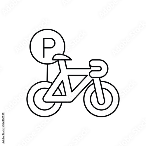 bicycle parking area thin outline icon vector design good for web or mobile app