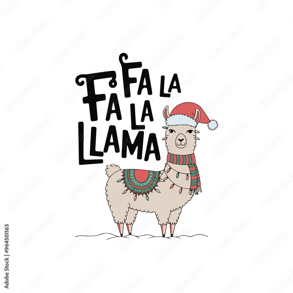 Naklejka premium Fa La La Llama Christmas special T-shirt design