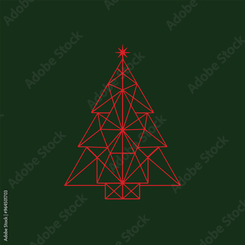 Red geometric Christmas tree