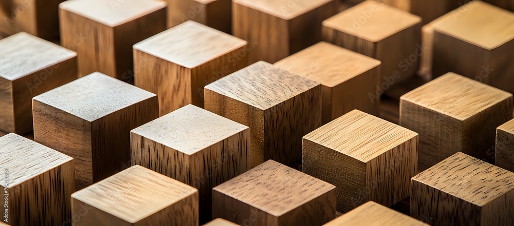 Abstract pattern of wooden cubes in various shades of brown. Abstract pattern of wooden cubes in various shades of brown.