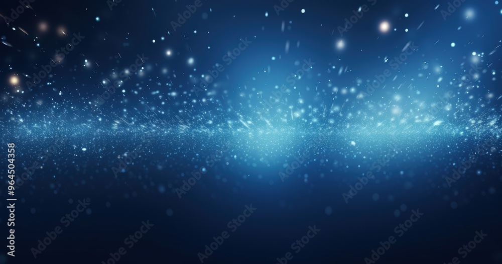 Fototapeta premium A serene blue background filled with shimmering particles, evoking a sense of calm and wonder.
