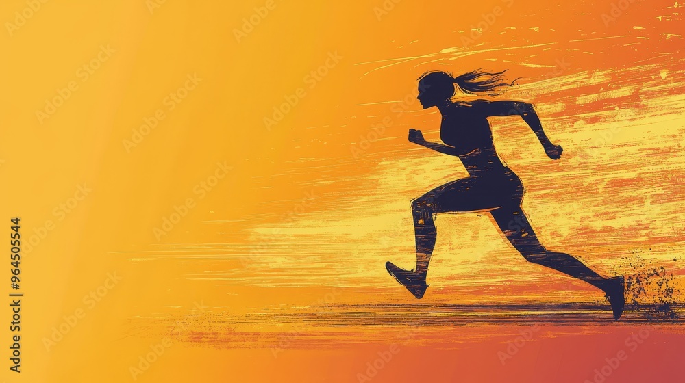 Minimalist Sprinting Workout Illustration with Space for Text Minimalist Sprinting Workout Illustration with Space for Text