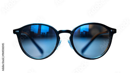 Round Sunglasses with Blue Lens Reflection photo