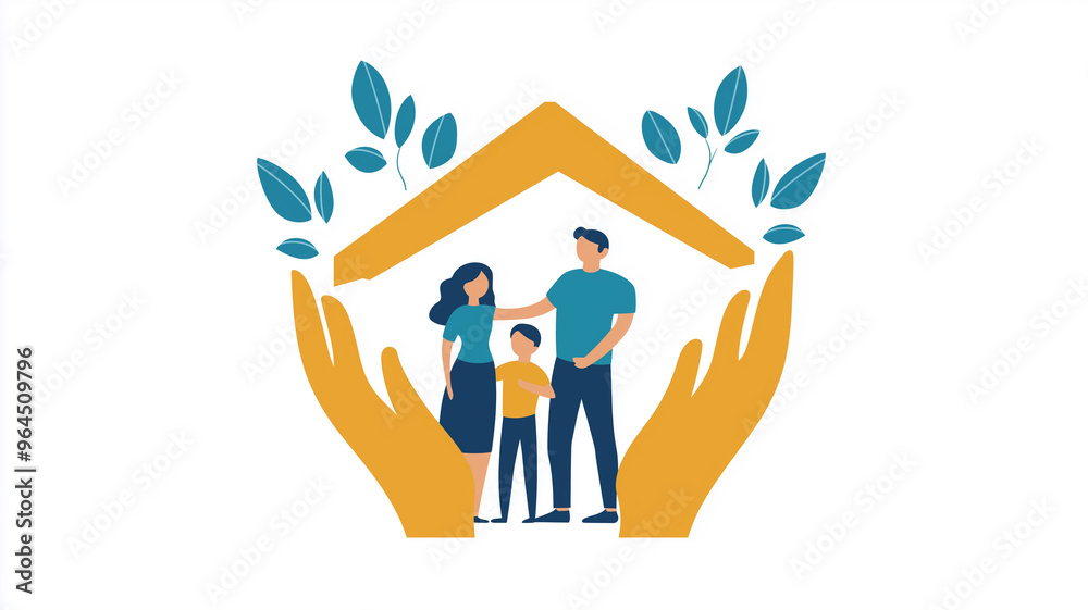 Family insurance concept. Family protected by hands. Family insurance concept. Family protected by hands.