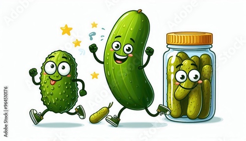Fun and whimsical cartoon cucumbers bring joy to any project! Perfect for food branding, children's products, or fresh produce promotions.