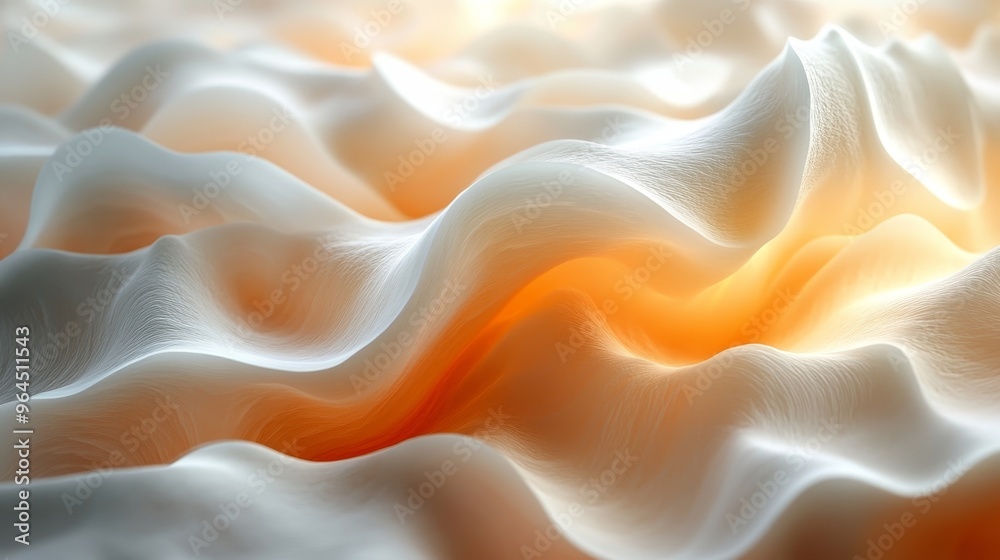 The image is a close up of a white and orange wave The image is a close up of a white and orange wave