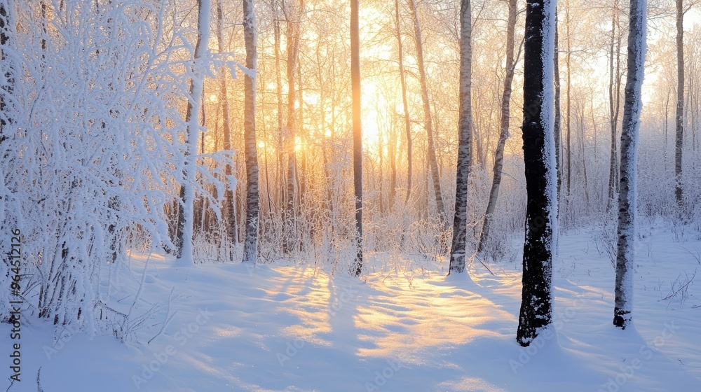 Serene Winter Stroll Among Snow-Laden Forest with Glistening White Branches Serene Winter Stroll Among Snow-Laden Forest with Glistening White Branches