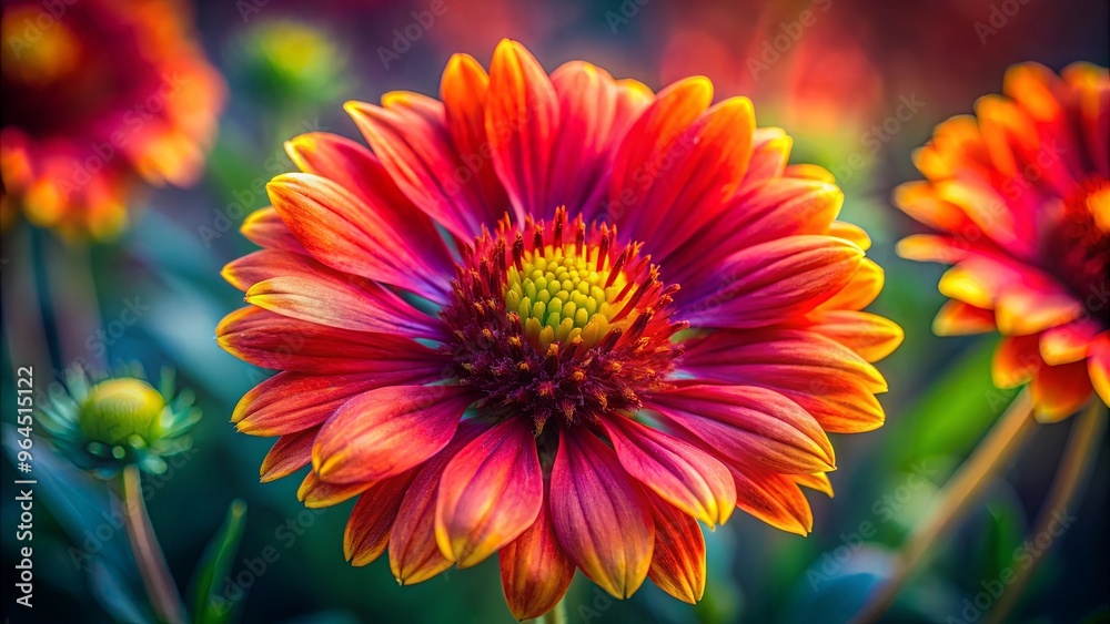 Vibrant fiery flower burning with intense colors Vibrant fiery flower burning with intense colors