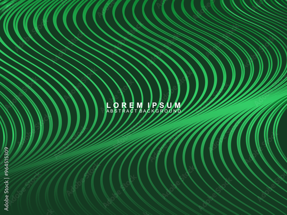 Premium minimal cover design. Cool halftone gradient. Future geometric template. Green wave lines pattern background.