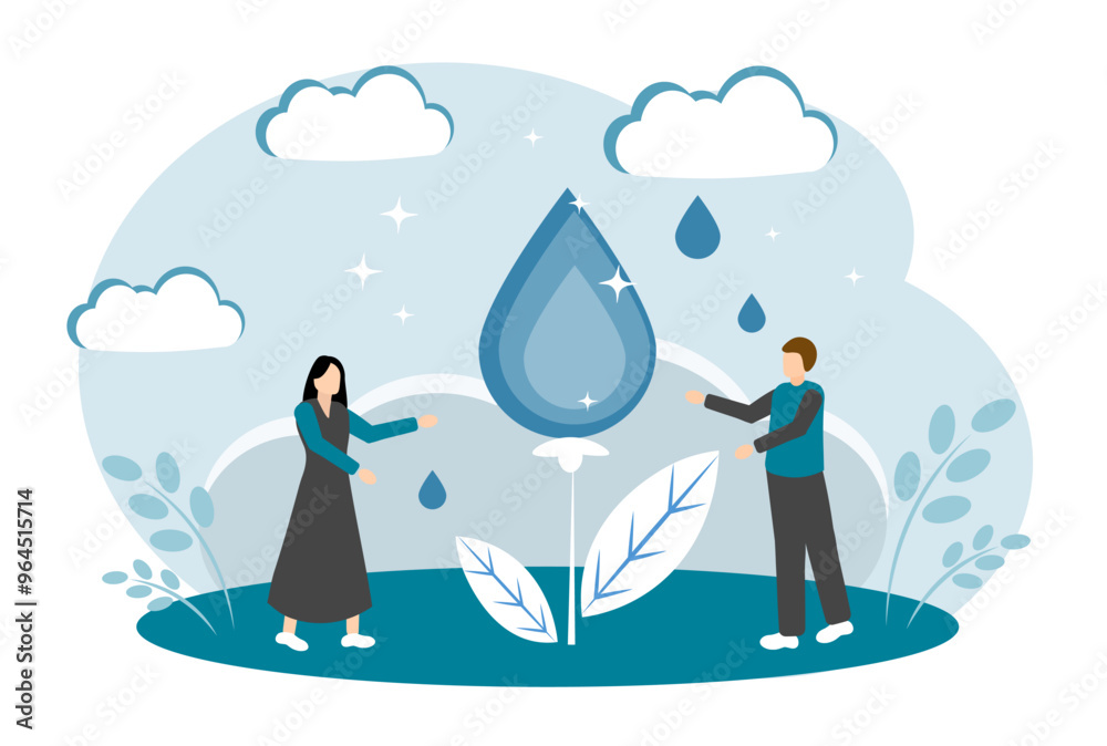 Save water. Clean and fresh water. Watering plants Save water. Clean and fresh water. Watering plants