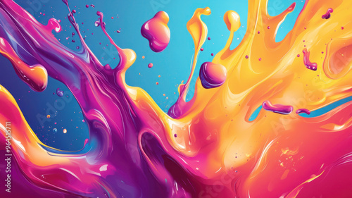 Vector Background with Colorful Abstract Splashes, Bold Contrasting Colors, and Dynamic Shapes