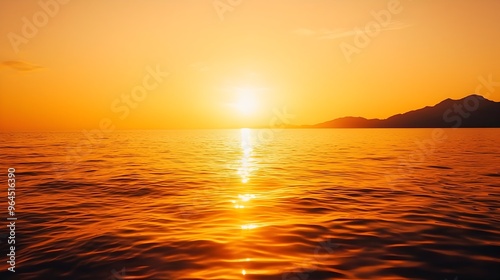 Breathtaking Golden Sunset Over Serene Ocean Horizon Landscape