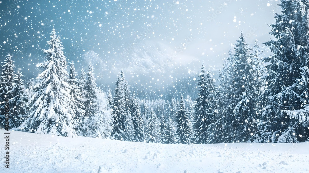Heavy Snowfall Blanketing A Picturesque Mountain Landscape In Winter Heavy Snowfall Blanketing A Picturesque Mountain Landscape In Winter
