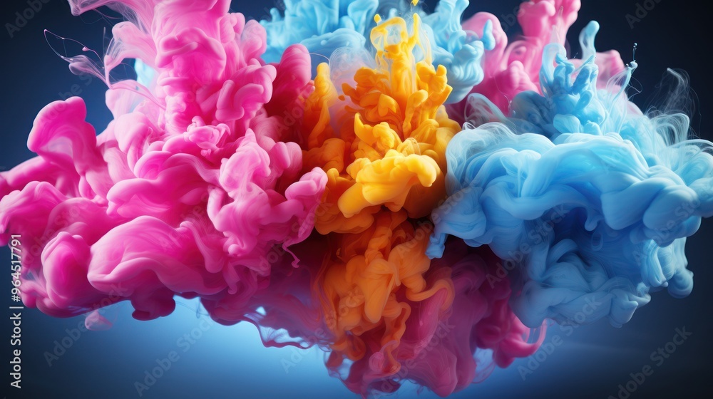 Fototapeta premium Vibrant Abstract Smoke Art - Colorful Swirls on Dark Background