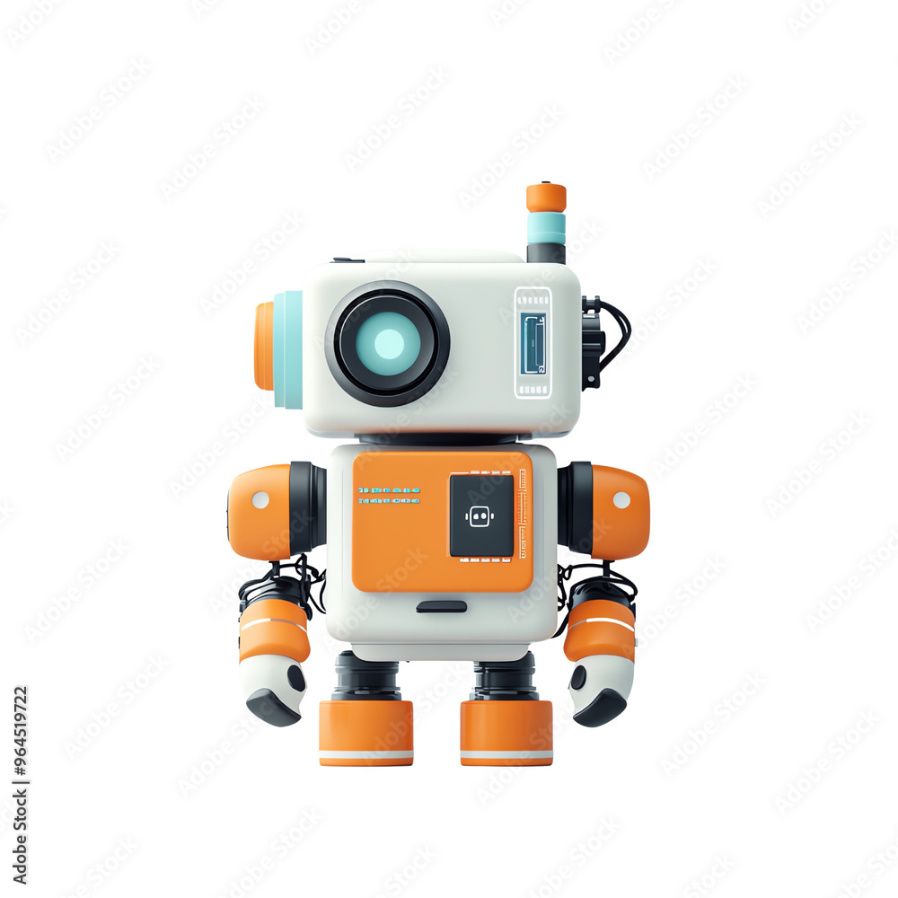 A cute, friendly robot character with orange accents, showcasing a blend of technology and fun, perfect for various creative projects. A cute, friendly robot character with orange accents, showcasing a blend of technology and fun, perfect for various creative projects.