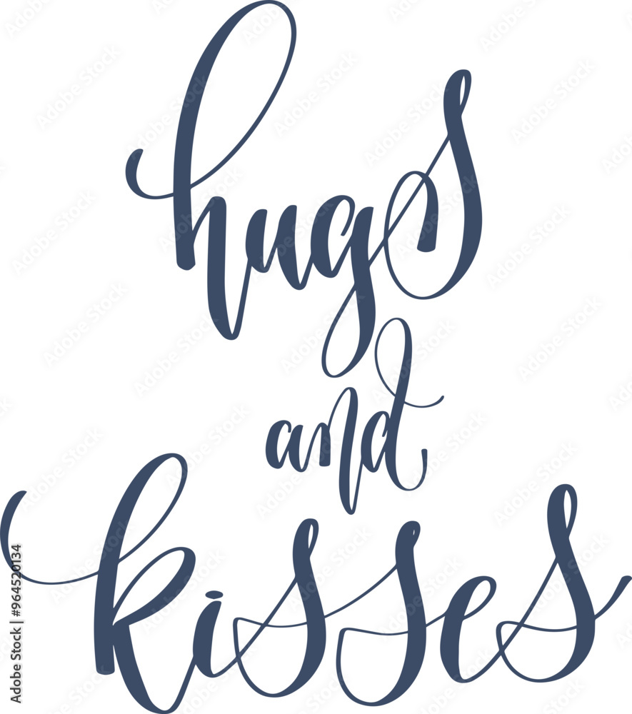 hugs and kisses - hand lettering inscription calligraphy text to winter holiday design hugs and kisses - hand lettering inscription calligraphy text to winter holiday design