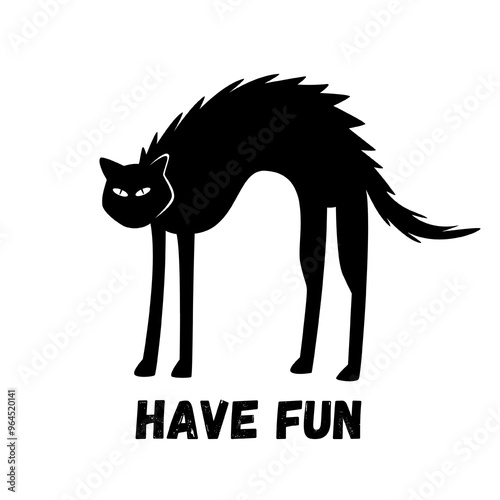 cat have fun in black colour ready for t hsirt design