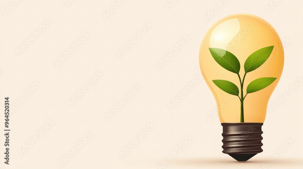 A light bulb with a green plant sprout inside, symbolizing eco-friendly innovation, sustainable energy, and growth against a light background. A light bulb with a green plant sprout inside, symbolizing eco-friendly innovation, sustainable energy, and growth against a light background.