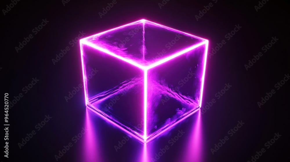 Neon Cube Abstract 3D Art Neon Cube Abstract 3D Art